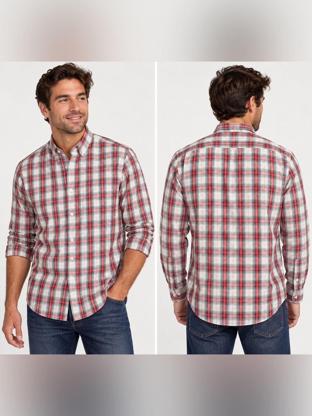J.Crew Classic Men’s Plaid Long Sleeve Button Down Shirt Flex Washed Large